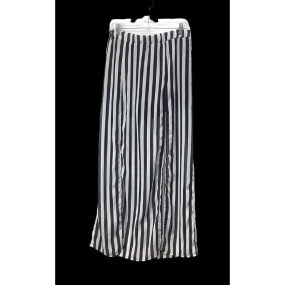 Fun & Flirt Skirt XL Maxi‎ over Mini Shorts Black White Striped Zip Woman's